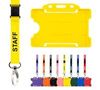 CKB Ltd - Cordino per il personale con porta carte, confezione doppia, cordino di sicurezza per il collo, clip in metallo, design a sgancio rapido (giallo)