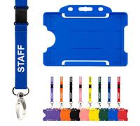 CKB Ltd Cordino per il personale con porta carte, confezione doppia, cordino di sicurezza per il collo, clip in metallo, design a sgancio rapido (blu