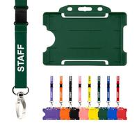 CKB Ltd - Cordino per il personale con porta carte, confezione doppia, cordino di sicurezza per il collo, clip in metallo, design a sgancio rapido (verde)