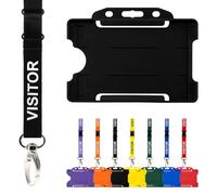 CKB LTD Cordino porta badge per visitatore, confezione doppia, cordino di sicurezza con clip girevole in metallo, design a sgancio rapido (nero)
