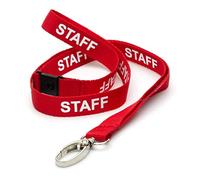 CKB LTD Cordino Rosso per staff Cordino di sicurezza staccabile Tracolla con clip girevole in metallo per porta carte d'identità - Design a sgancio rapido Confezione da 10