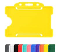CKB LTD Giallo Porta badge in plastica rigida, per formati orizzontale, con lato aperto, Identità ID dimensioni inserto CR80, da 86 mm a 54 mm Pacco da 10 pezzi unità