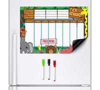 CKB LTD Magnetic Reward Chart Jungle Animals Fridge Board Grafico ricompensa ricompense e responsabilità per Bambini 7 Giorni Colorato Tick List per frigoriferi Il frigo