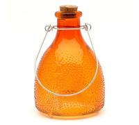 CKB LTD - Piccola trappola in vetro colorato con gancio in metallo, design tradizionale e attraente, da appendere, per interni ed esterni, giardino, disinfestazione (arancione)