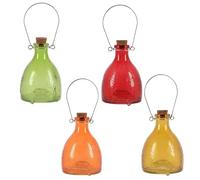 CKB LTD - Piccola trappola per la raccolta di insetti, in vetro colorato, con gancio in metallo, design tradizionale e attraente da appendere, per interni ed esterni, giardino, set da 4 pezzi