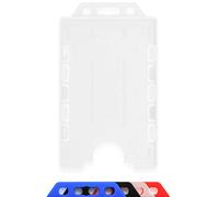CKB LTD® - Porta badge double face verticale in plastica rigida, formato verticale, può contenere due carte, formato CR80, 86 mm x 54 mm, formato carte di credito (trasparente, confezione da 10)