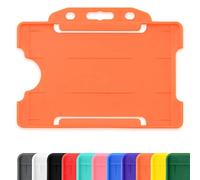 CKB LTD Porta badge in plastica rigida, per formati orizzontale, con lato aperto, Identità ID dimensioni inserto CR80, da 86 mm a 54 mm Pacco da 10 pezzi unità arancione