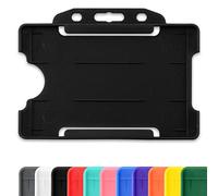 CKB LTD Porta badge in plastica rigida, per formati orizzontale, con lato aperto, Identità ID dimensioni inserto CR80, da 86 mm a 54 mm Pacco da 100 pezzi unità Nero