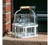 CKB LTD - Porta bottiglie di latte in filo di acciaio verniciato a polvere, per 4 bottiglie di latte, tradizionale, 26,5 x 19,5 x 19,5 cm