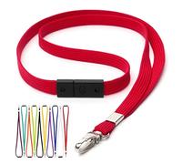CKB LTD Rosso Cordino porta badge non stampato, laccetto con clip in metallo, multiuso porta badge e carte, cordini a rilascio rapido antisoffocamento Pacco da 10 pezzi unità