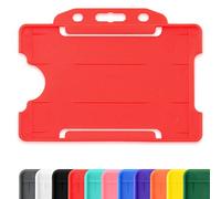 CKB LTD Rosso Porta badge in plastica rigida, per formati orizzontale, con lato aperto, Identità ID dimensioni inserto CR80, da 86 mm a 54 mm Pacco da 10 pezzi unità