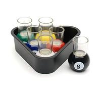CKB LTD - Set da 6 bicchieri da biliardo con vassoio triangolare, per sala giochi e bar