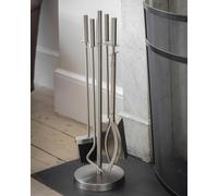 CKB LTD Set di Attrezzi per Caminetto - 4 Pezzi Color Argento Set Compagno del Caminetto con Spazzola, Pala, Attizzatoio e Pinze - Accessori per Caminetto in Acciaio Verniciato a Polvere (Argento)