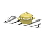 CKB LTD® Sottopentola rettangolare in metallo cromato, ottima superficie in metallo per proteggere il piano di lavoro, per appoggiare pentole calde e padelle, 40 x 24 cm