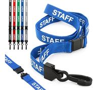 CKB LTD Staff LANYARDS Lanyard di sicurezza con testo prestampato e clip girevole in plastica per porta carte d'identità, design a sgancio rapido, confezione da 20, blu