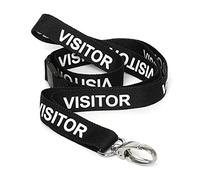 CKB LTD Visitor LANYARDS Cordino di sicurezza staccabile Tracolla Clip metallica girevole per porta carte d'identità - Design a sgancio rapido Nero Confezione da 10