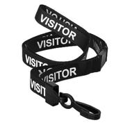 CKB LTD Visitor LANYARDS Cordino di sicurezza staccabile Tracolla con clip girevole in plastica per porta carte d'identità - Design a sgancio rapido (confezione da 20, Nero)