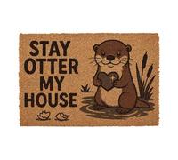 CKB LTD Zerbino con scritta "Stay Otter my House" a tema "Stay Otter my House", con scherzo, per porte anteriori e posteriori, realizzato con retro antiscivolo in PVC, fibra di cocco naturale