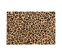 CKB LTD® Zerbino con stampa leopard e zerbino con scritta in inglese "Front/Poster", con retro in PVC antiscivolo, in fibra di cocco naturale, per interni ed esterni