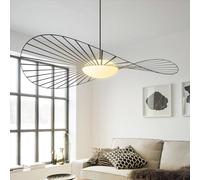 CKENSU - Lampadario elegante a sospensione Vertigo Nova, illuminazione a LED E27, lampada vintage in fibra di vetro e metallo per bar, ristorante, soggiorno (nero, 100 cm)