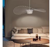 CKENSU Lampadario Vertigo per illuminazione a LED E27 Max 40 W, sospeso Vertigo Design,Design di cappello in tessuto di fibra semplice e creativa + arte di ferro, per soggiorno, caffè (bianco, 100 cm)