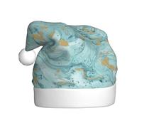 CKGODGF Azurite Teal e Foil Gold Oil Marble Pattern Print Fashion and Unique Christmas Hat Retro Santa, Classico peluche Capodanno Party Hat
