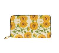 CKGODGF Bellissimo portafoglio lungo in pelle alla moda con stampa di girasoli gialli per uomini e donne con cerniera, adatto per i viaggi