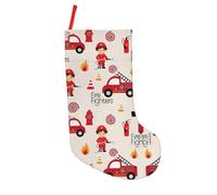CKGODGF Calza natalizia con stampa di bambini e ragazze in vigili del fuoco, 45,7 cm, grande calza natalizia da appendere al camino, decorazione per le vacanze, 1 pezzo
