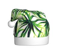 CKGODGF Cappello di Natale alla moda e unico con foglie verdi di palma, cappello di Babbo Natale retrò, cappello classico in peluche per festa di Capodanno