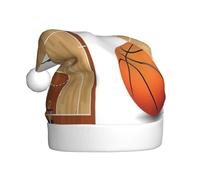 CKGODGF Cappello di Natale alla moda e unico della stampa del tabellone del campo da pallacanestro, cappello di Babbo Natale retrò, cappello classico della festa di Capodanno