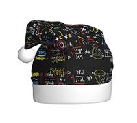 CKGODGF Cappello di Natale alla moda e unico della stampa della formula matematica,Cappello di Babbo Natale retrò,Cappello classico della festa di Capodanno della peluche