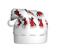 CKGODGF Cappello di Natale alla moda e unico della stampa della sala da ballo,Cappello di Babbo Natale retrò,Cappello classico della festa di Capodanno della peluche
