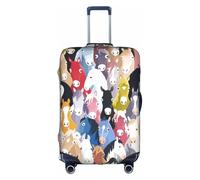 CKGODGF Copertura elastica per bagagli con stampa di cavalli colorati dei cartoni animati, copertura per bagagli personalizzata con cerniera., bianco, L