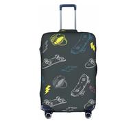 CKGODGF Copertura elastica per bagagli con stampa skateboard graffiti, copertura per bagagli personalizzata con cerniera., bianco, S