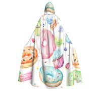 CKGODGF Cupcakes Donuts Muffins Sugar Print Costumi di Carnevale, Mantelli da festa, Mantelli con cappuccio per adulti, Vesti da strega, Mantelli alla moda, Vestaglia Cosplay