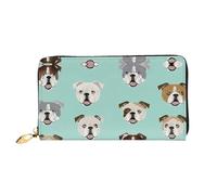 CKGODGF Divertente portafoglio lungo in pelle con stampa bulldog inglese, alla moda, per uomini e donne, con cerniera, adatto per i viaggi