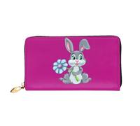 CKGODGF Divertente portafoglio lungo in pelle con stampa di coniglio pasquale alla moda per uomini e donne con cerniera, adatto per i viaggi