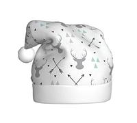CKGODGF Frecce di caccia Triangoli Cervo. Stampa alla moda e unico cappello di Natale, cappello di Babbo Natale retrò, cappello classico della festa di Capodanno della peluche