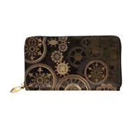 CKGODGF Gears Clock Bronze Century Print Portafoglio lungo in pelle alla moda per uomini e donne con cerniera, adatto per i viaggi