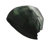 CKGODGF Green Tree Misty Landscape Print Winter Knit Hats, morbidi cappelli da sci, cappelli a teschio, cappelli a maglia a slitta, cappelli senza teschio, cappelli a maglia freschi, 1 pezzo