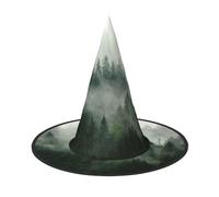 CKGODGF Green Tree Misty Landscape Print Wizard, accessori per costume da mago, cappello intero per Halloween, adatto per giochi di ruolo per feste, 1 pezzo