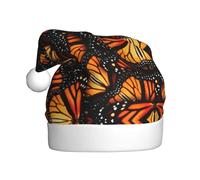 CKGODGF Heaps Of Orange Monarch Butterflies Print Fashion and Unique Christmas Hat,Retro Santa Hat,Classic Plush New Year Party Hat