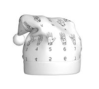 CKGODGF Lettera della lingua dei segni Stampa Cappello di Natale alla moda e unico, cappello di Babbo Natale retrò, cappello classico in peluche per festa di Capodanno