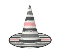 CKGODGF Mago con stampa a righe rosa chiaro e grigio scuro, accessori per costume da mago, cappello completo per Halloween, adatto per giochi di ruolo per feste, 1 pezzo