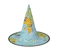 CKGODGF Mappa del mondo. Stampa mago, accessori per costume da mago, cappello pieno di Halloween, adatto per feste di ruolo - 1 pezzo