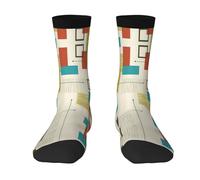 CKGODGF Mid Century - Calzini con stampa moderna a metà, stile casual, colori a contrasto, 1 paio, 2 Nero-1, Taglia unica