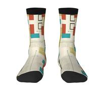 CKGODGF Mid Century - Calzini con stampa moderna a metà, stile casual, colori a contrasto, 1 paio, 3 nero, Taglia unica