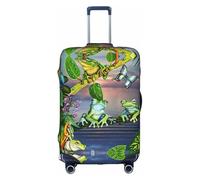 CKGODGF Molte rane cantano sui rami Summer Butterflies Lake Water Print Elastic Luggage Cover,copertura per bagagli personalizzata con cerniera., bianco, S