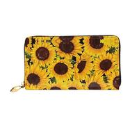 CKGODGF Portafoglio lungo in pelle alla moda con stampa di girasoli gialli per uomini e donne con cerniera, adatto per i viaggi