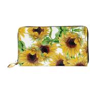 CKGODGF Portafoglio lungo in pelle alla moda con stampa di girasoli gialli per uomini e donne con cerniera, adatto per i viaggi